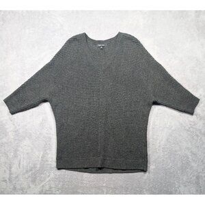 Ellen Tracy Sweater Womens Size XL Gray Knitted Half Sleeve Relaxed Fit V Neck